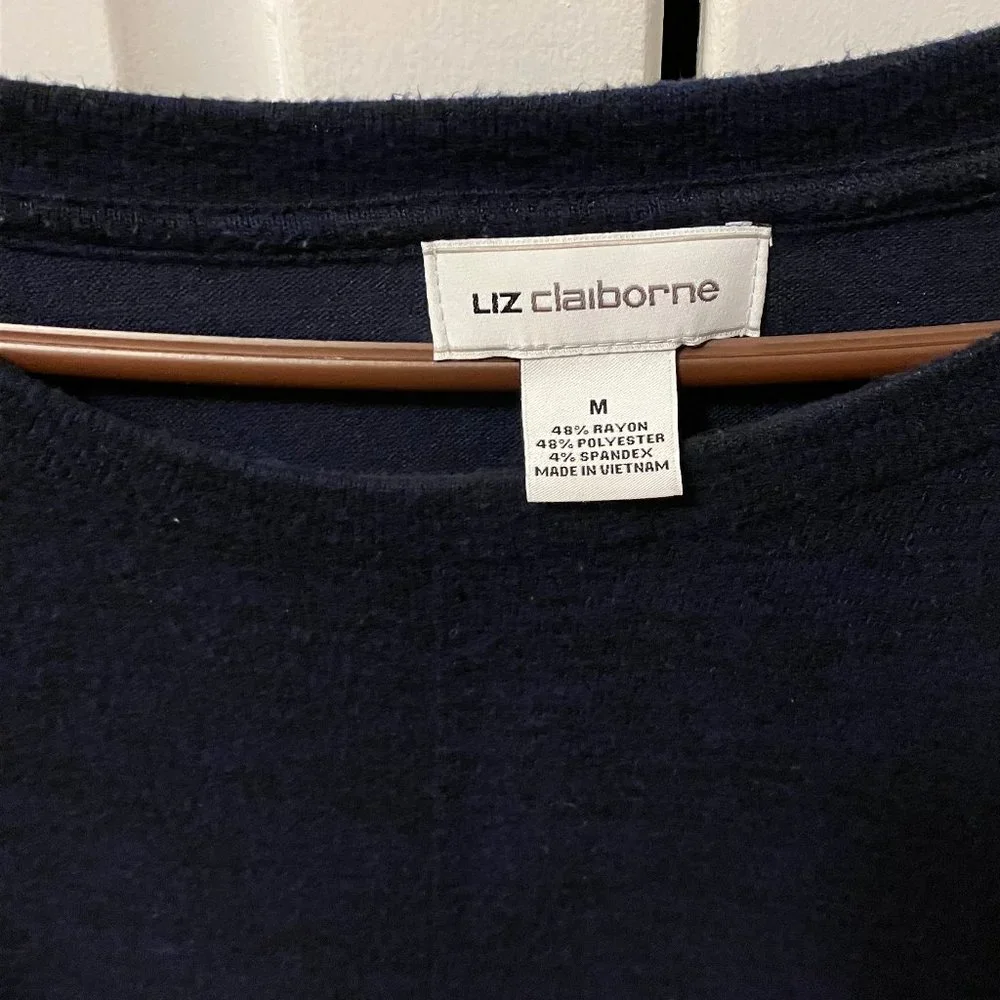 Womens Liz Claiborne Lightweight Sweater - Blue/Black - Medium